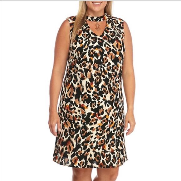 Lux II | Leopard Chocker Sleeveless Shift Dress - Picture 1 of 7